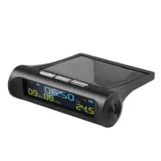 2X(Car Solar Digital Clock with LCD Time Date In-Car Temperature Display for Out