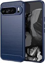BMPNLSZ TPU Cover for Google Pixel 9 Pro XL, Flexible Carbon Fiber Slim fit Soft Shell Cute Back Case Bumper Rubber Protective Case for Google Pixel 9 Pro XL (6,8") - Blue