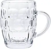 Classic Beer Pint Style Mugs Glass Pot Old Pub Bar Style Tankard Handle Stein Dimple 255ml