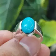 6 Carats plus Natural Turquoise Stone Ring 925 Sterling Silver Unisex Ring