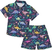 [Caihoyu] Little & Big Boy's Short Sleeve Button Down Shirt & Shorts Set Toddler Boy Clothes Summer Clothing