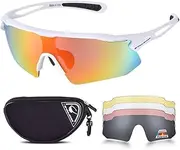 Cycling Glasses with 5 Interchangeable Lenses and TR90 Frame, UV400 Sports Sunglasses for Men Women Cycling Climbing Fishing Driving