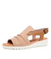 Django & Juliette Madis-Dj Cafe Dk Tan Leather Sandal Casual Dress Shoes Womens