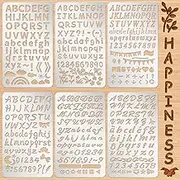 Lewtemi 6 Pcs Mixed Metal Stencil Wood Stencil Templates Stencils for Journaling Burning Stencils for Wood Carving Drawing Engraving Scrapbooking Journal Craft DIY(Letter Style)