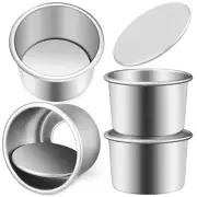 4 Pcs Aluminum Pans with Lids Mini Cake Mold Small Tins Round Molds
