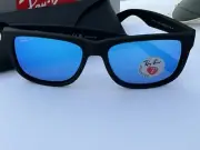NEW Ray-Ban RB4165 622/55 JUSTIN Matte Black/Polarized Blue Mirror Sunglasses 54