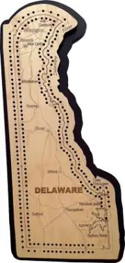 Delaware Shaped Road Map Cribbage Board