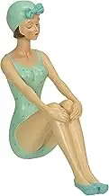 Retro Bathing Beauty Beach Girl Green Polka Dot Swimsuit Resin Figurine Home Decor