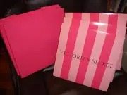 Lot 3pcs NEW BIG Paper Boxes Victoria's Secret PINK Stripes Awesome for Storage*