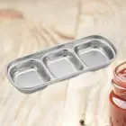 Stainless Steel Seasoning Plate Compartment Dipping Bowl Dish for BBQ Picnic (C)