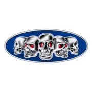 Chrome Die Cast Skull Emblem - Blue