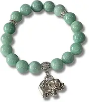 [Heavens Tvcz] Thai Jade Bracelet Women Good Luck Jewelry Gem with Pendant Locket Luckly Elephant Color Silver Attract Good Luck Wealth Stretch Elastic Ropes Inner Length 6.00 inches, Quality Elastic Ropes Inner Length 6.00 Inches, Jade, Jade