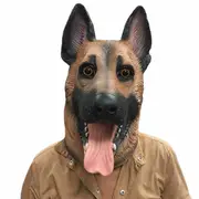 German Shepherd Dog Head Mask Latex Prop Costume Rubber Party Halloween Animal