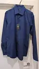 Hugo Boss Mens 41 16 Long Sleeve Slim Fit Large Blue Textured NON IRON BRAND NEW