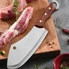 Stainless Steel Butcher Knife Slicing Meat Bone Chopping 4Cr13MoV Steel Wood Cut