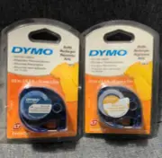 2x Dymo LetraTag Tape Refills White Iron-On Fabric Label 12mmx2m