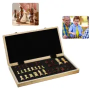 15*15" Magnetic Wooden Chess Checkers Set Folding Portable Chess Game Board