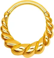 [Designfy] 16G Stainless Steel Braided Nose Rings Hoop for Women, 8mm 10mm Stainless Steel Septum Rings for Men, Cartilage Clicker Hoop for Helix, Rook, Daith, Tragus