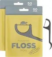 Sea Turtle Dental Floss Picks - Corn Starch Handle - Thin Thread Tooth Flossers - Unflavored (100)