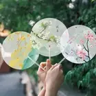 High-looking Ancient Long-handled Fan Color Printing Dance Group Fan Hanfu