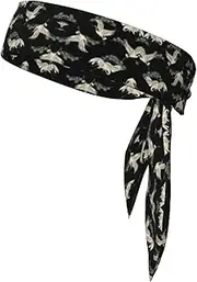 Japanese Crane & Pine Sports Strap Double-Sided Headscarf Men's Bow Tie Sports Headscarf Running Yoga Exercise Headband