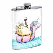 Cat Wine Em1 Flask 8oz Stainless Steel Hip Drinking Whiskey