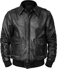 A-2 G-1 Men's Black Bomber Aviator Air Force Flight Leather Jacket No Distressed