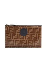 Fendi Small Flat Pouch in Brown Fabric