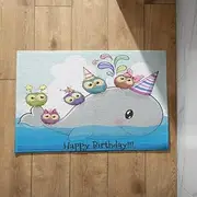 EHOMERY Square Bath Mat Entrance Mat Indoor Cartoon Whale for Children Floor Protection Mat Non-Slip Bathtub Exit Mat 40x60cm,