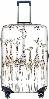 [Pvinnk] Cute Cartoon Funny Giraffes Print Protective Luggage Cover Elastic Washable Suitcase Protector Travel Gear Protector, White, X-Large
