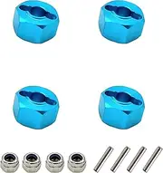4-Pack 12mm Aluminum Wheel Hex Drive Hub Adaptor with M4 Locknut for RC Model Car (Blue)