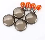 Smoked, for Harley, Turn Signal Lens Lense Kit With 1156 Bulbs, for Harley, Touring Softail Dyna Sportsters 2002-2013 Motorbike Signal Lamp Shell(BLACK Smoked Lens+1156 Bulbs)