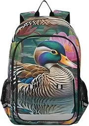 [WOIWB] Backpack Lightweight Daypack-Mandarin Duck Pool Outdoor Travel Camping, Travel Backpack for Women Men 12.9x5.1x17.7 inch, Multicolor, 12.9x5.1x17.7 inch
