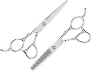 Healeved 2Pcs Lefty Hair Cutting Scissors Professional Barber Shears for Left Handed Users Silver Hairdressing Tools Easy to Clean and Operate