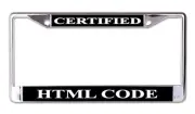 Certified HTML Code Chrome License Plate Frame