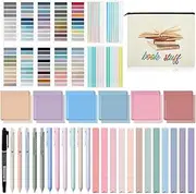 Book Annotation Kit, Set of Pencil Case Pouch,300 Sheets Transparent Sticky Notes, for Book Lover BookwormAnnotator, Easy to Use Fine Workmanship