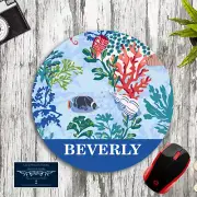 BLUE NAUTICAL UNDERWATER FISH PATTERN PERSONALIZED W/ YOUR NAME MOUSEPAD MAT