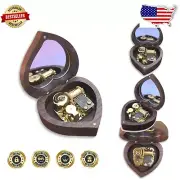 Beautifully Polished Walnut Heart Music Box with Mirror & Sankyo Mechanism Tune