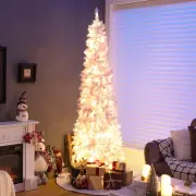 Costway2.1M Pre-Lit Artificial Hinged Christmas Tree with 8 Lighting Modes