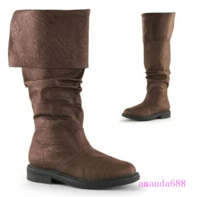 Womens 34-44 Robin Hood Boots Halloween Cosplay Round Toes Knee High Boots Shoes