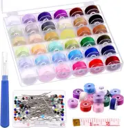 138Pcs 36 Colors Bobbins Sewing Thread Set with Bobbin Box, Thread Bobbins with
