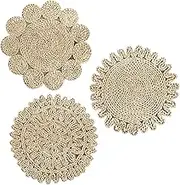 RHAIYAN 3Pcs Corn Fur Woven Dining Table Mat Heat Insulation Pot Holder Round Coasters Crafts Wall Hanging Frame Ornament Specific