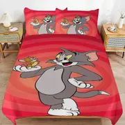 v2867 Bed Sheets Bedding Tom And Jerry Cartoon Bedding Sets Ultra Soft Skin-Friendly Duvet Cover 3 Piece, Cute Comforter Cover Bed Set for Boys Girls