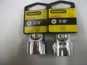 NEW STANLEY 3/8 in Drive 7/8 INCH MAX DRIVE 12 POINT SOCKETS TWO SOCKETS