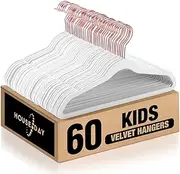 HOUSE DAY 60 Pack Velvet Hangers for Kids(14 inch) - Durable Baby Velvet Hangers for Clothes with 360°Swivel Hook Non Slip Children Hanger for Toddler Rose Gold Space Saving Slim Hanger