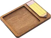 MUELODSIC Wooden Memo Pad Holder Compact Desktop Note Papers Organizer with Ample Capacity Rustic Design for Efficient Use and Easy Access for Office and Home