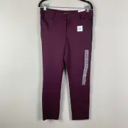 Old Navy Mid Rise Pixie Ankle Pants Size 8 Purple Silver Side Stripe Stretch