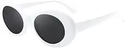 [WhollyTech] White Clout Goggles. Thick Oval Frame. Mod Fashion Kurt Cobain Sunglasses