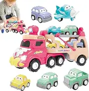 Truck and Trailer Toys for Boys - Double-Decker Toy Truck Car Transporter Toy - Cute Carrier Vehicle Toy Trucks Transport Truck Toy for Kids Boys Girls