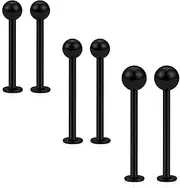 [Kridzisw] 16G 316L Stainless Steel Labret Cheek Tongue Rings Barbell Body Piercing Jewelry 4mm 5mm Bar Size 14mm-19mm Bar Length Available 6Pcs